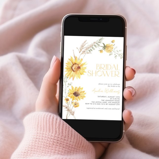 Elegant Boho Sunflower Botanical Bridal Shower Invitation (Creator Uploaded)