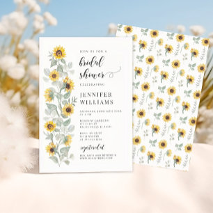 Elegant boho Sunflower Bridal Shower Invitation