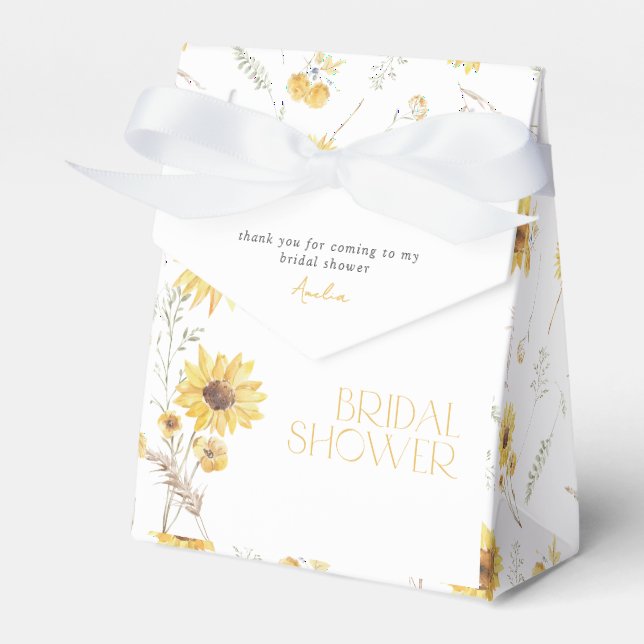 Elegant Boho Sunflower Bridal Shower Thank You Favor Box (Front Side)
