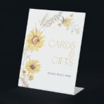 Elegant Boho Sunflower Cards & Gifts Shower Pedestal Sign<br><div class="desc">Simple, refined, and beautifully styled—this cards and gifts sign guides guests with grace. Designed to elevate even the most functional display moments, it blends rustic charm with thoughtful typography and botanical detailing. A perfect complement to styled gift tables, welcome setups, or entry vignettes. Request matching items or personalized text to...</div>