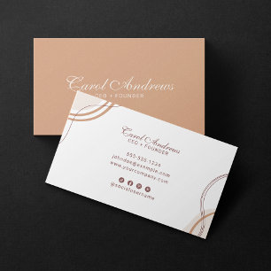 Elegant Boho Terracotta Abstract Earthy Wavy Lines Business Card