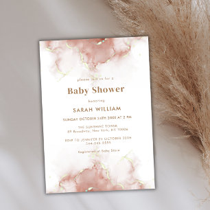 Elegant Boho Terracotta Agate Gold Baby Shower Invitation
