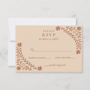 Elegant Boho Terracotta Floral Wedding RSVP Card