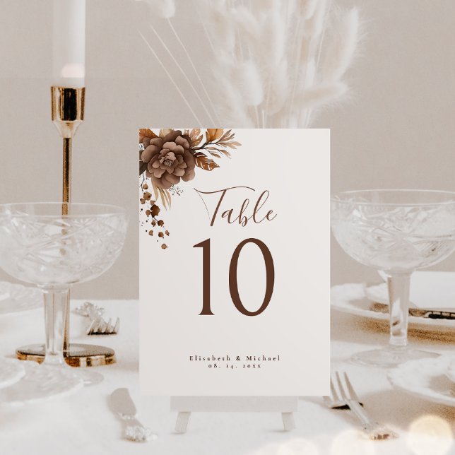 Elégant Boho Terracotta Rustique Carte Numéro de t (Elevate your wedding experience with our beautifully designed minimalist table number card.)