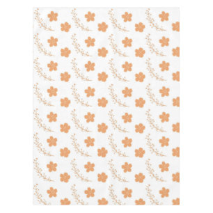 Elegant Boho Vintage Orange Floral Pattern Spring  Tablecloth