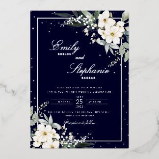Elegant Boho Watercolor Floral Black Gold Wedding 