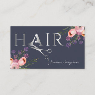 Elegant boho watercolor floral scissors appointmen appointment card