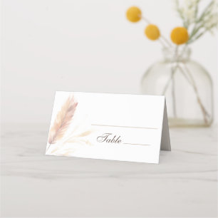 Elegant Boho Watercolor Pampas Fall Wedding Place Card