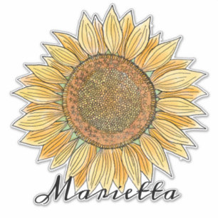 Elegant Boho Watercolor Sunflower Art Personalized