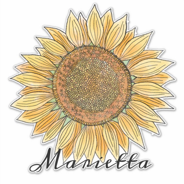 Elegant Boho Watercolor Sunflower Art Personalized (Front)