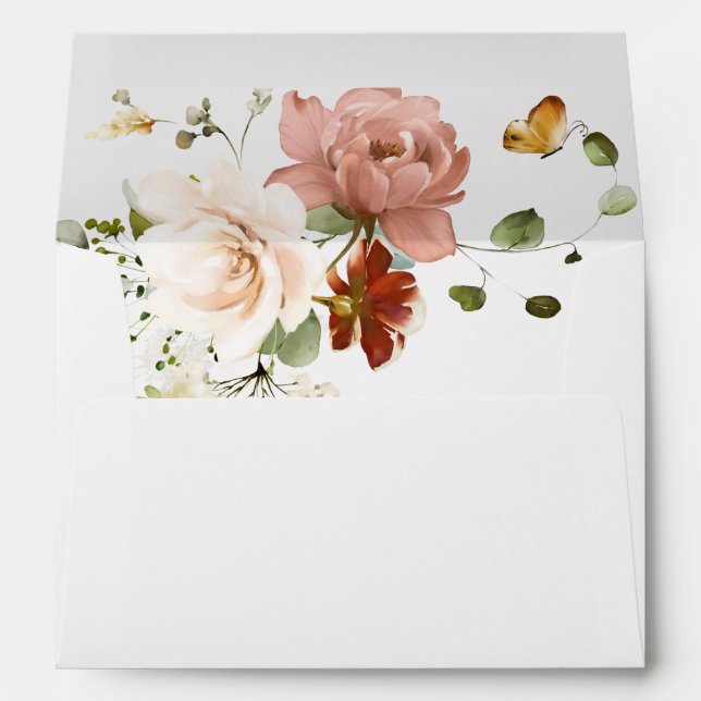 Elegant Boho Watercolor Wildflower Garden Envelope (Back (Bottom))