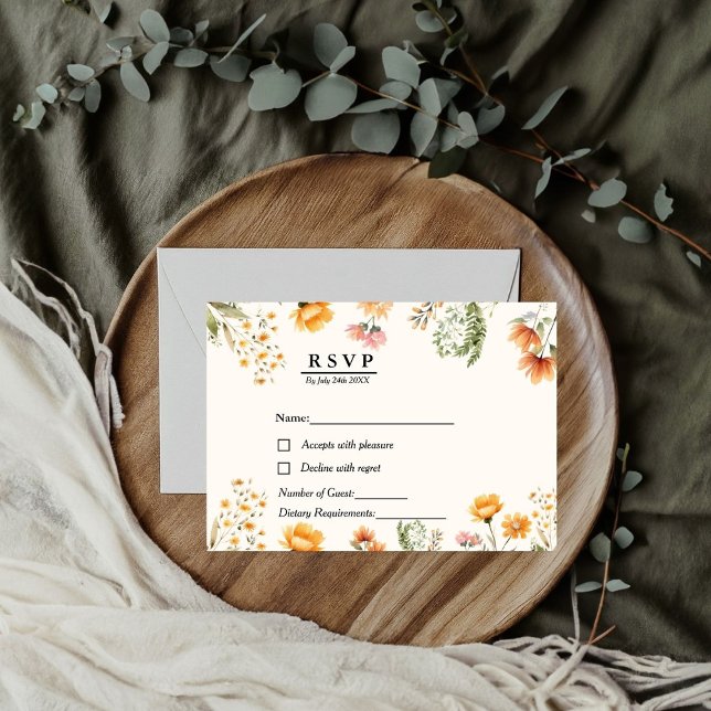 Elegant Boho Weadow widlflower  RSVP wedding Card (Creator Uploaded)