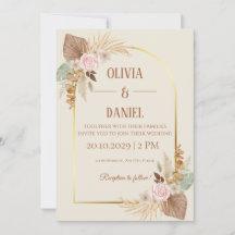 Elegant Boho Wedding Invitation - Modern Gold Arch