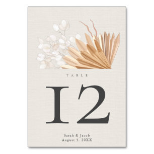 Elegant Boho Wedding Table Number