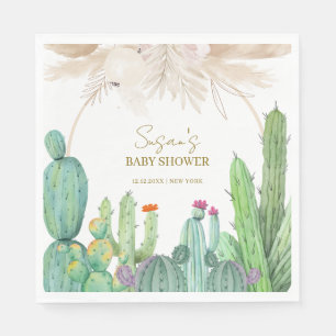Elegant Boho Western Cactus Arch Baby Shower Napkin