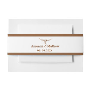 Elegant Boho Western Cowboy Wedding Invitation Belly Band