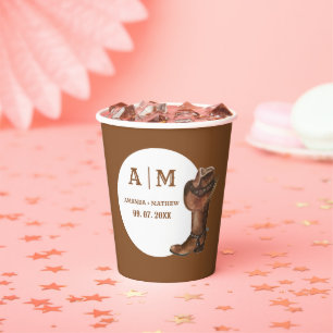 Elegant Boho Western Cowboy Wedding Thank you Paper Cups