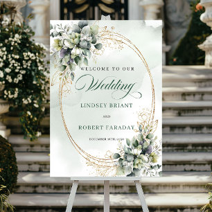 Elegant Boho White Roses Wedding Welcome Sign