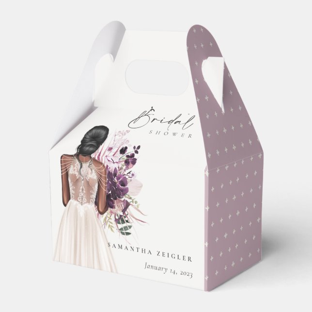 Elegant Boho White Wedding Gown Bridal Shower Favor Box (Front Side)