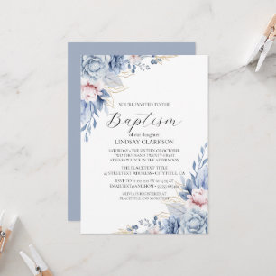 Elegant Boho Wildflower baptism Invitation