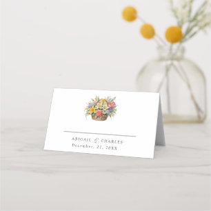 Elegant Boho wildflower basket Place Card