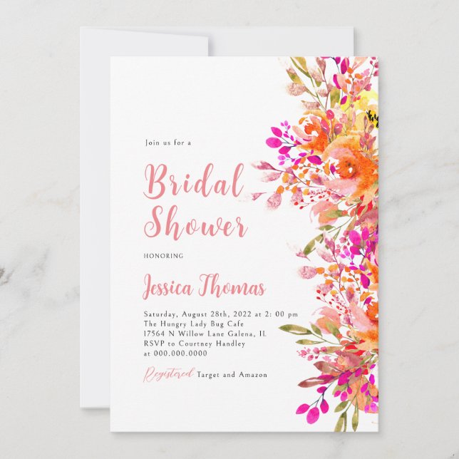 Elegant Boho Wildflower Bridal Shower Invitation (Front)
