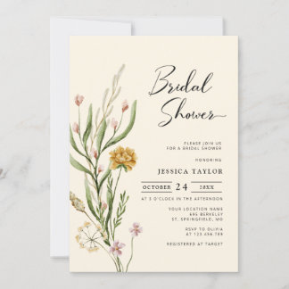 Elegant Boho Wildflower Bridal Shower Invitation