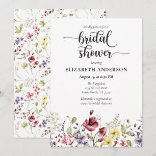 Elegant Boho Wildflower Bridal Shower Invitation