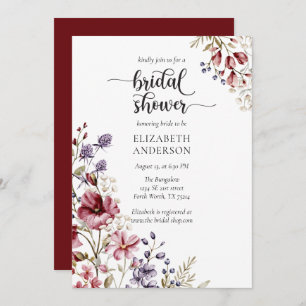 Elegant Boho Wildflower Bridal Shower Invitation