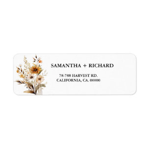 Elegant Boho Wildflower couple return adress label