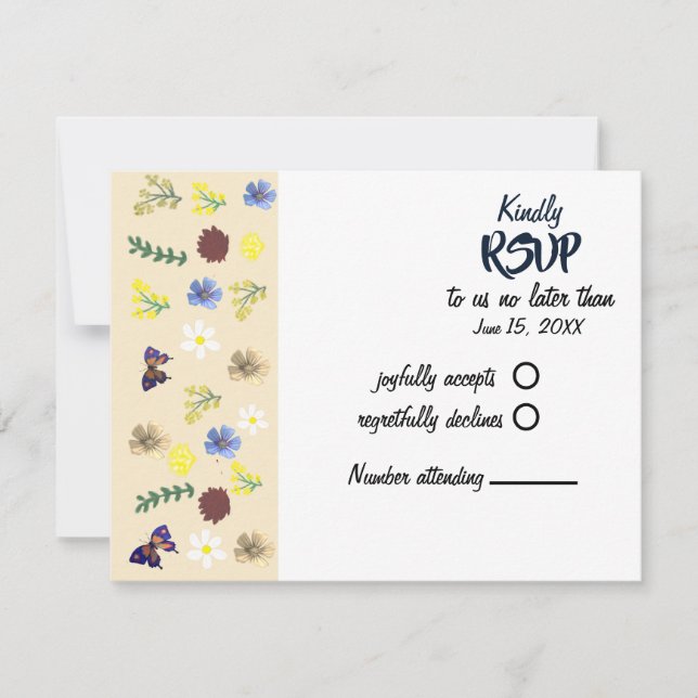 Elegant Boho Wildflower Eggshell RSVP Card (Front)