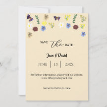 Elegant Boho Wildflower Eggshell Save-The-Date