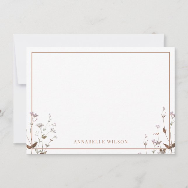 Elegant Boho Wildflower Floral Personalized Card (Front)