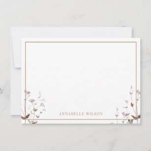 Elegant Boho Wildflower Floral Personalized Card