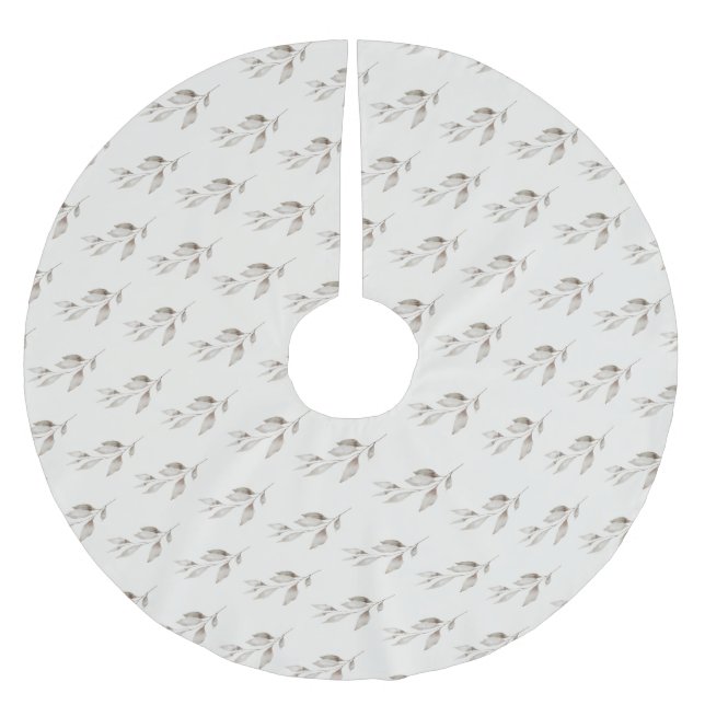 Elegant Boho Wildflower Greenery Leaves  Brushed Polyester Tree Skirt (Front)