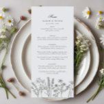 Elegant Boho Wildflower Olive Green Wedding Menu<br><div class="desc">Elegant Boho Wildflower Olive Green Wedding Menu</div>