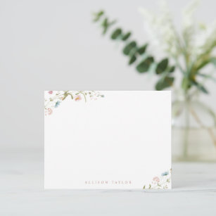 Elegant Boho Wildflower Personalized Stationery Card