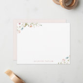 Elegant Boho Wildflower Personalized Stationery Card (Front/Back In Situ)