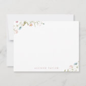 Elegant Boho Wildflower Personalized Stationery Card (Front)