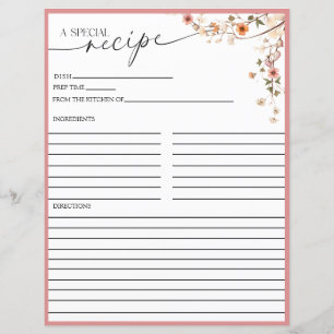 Elegant Boho Wildflower Recipe Cards