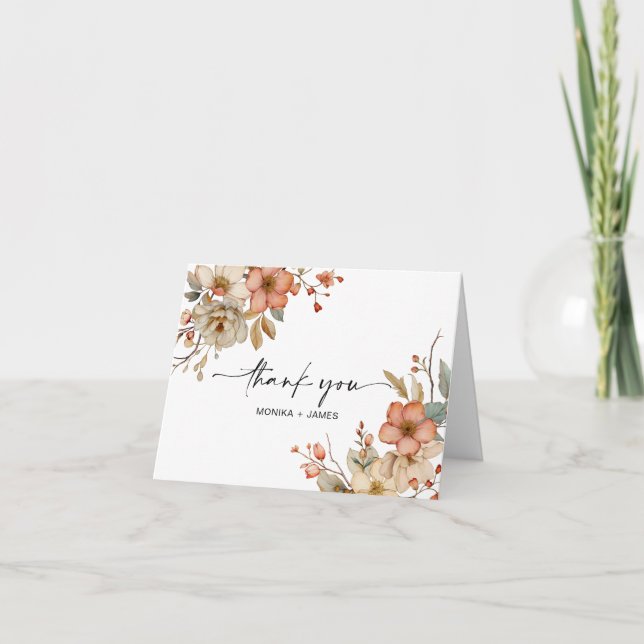 Elegant Boho Wildflower Watercolor Floral Card (Front)