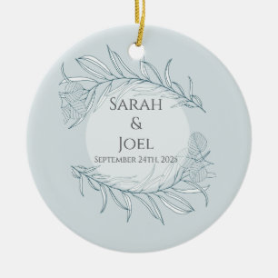 Elegant Boho Wildflower Wedding Ceramic Ornament
