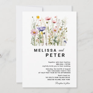 Elegant Boho Wildflower Wedding Invitation