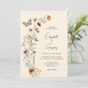 Elegant Boho Wildflower Wedding Invitation