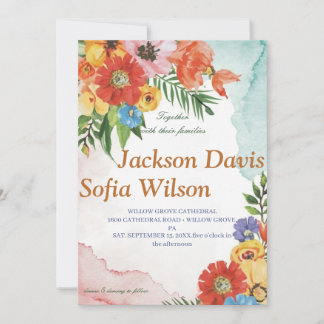 Elegant Boho Wildflower Wedding Invitation