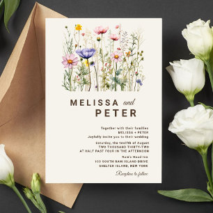 Elegant Boho Wildflower Wedding Invitation