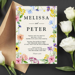 Elegant Boho Wildflower Wedding Invitation
