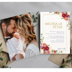 Elegant Boho Wildflower Wedding Invitation