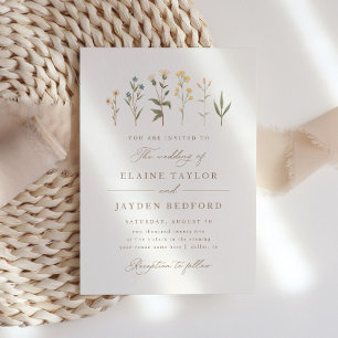 Elegant Boho Wildflower Wedding Invitation