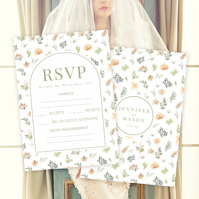 Elegant Boho Wildflower Wedding RSVP Cards (Creator Uploaded)